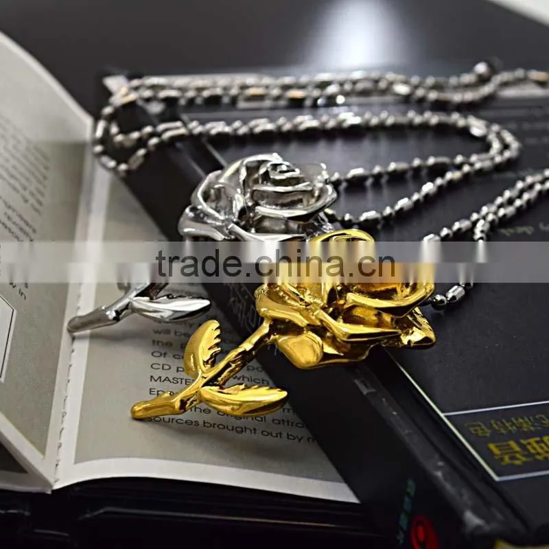Fashion Jewellery Accessory Artificial Flowers Rose Gold Plated Mother'S Day Pendant