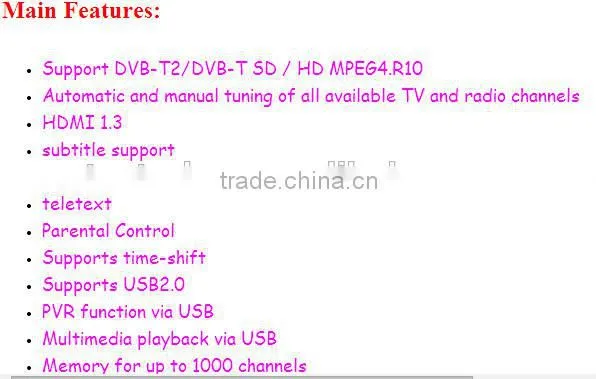 cheap mpeg4 .h.264 pvr dvb t2 set top box dvb t2