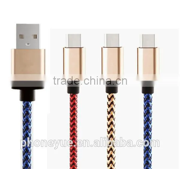 new design colorful nylon braided usb 3.1 type-c cable for type c devices