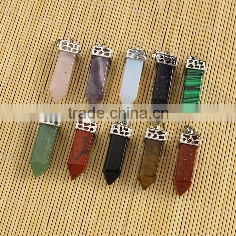 JF6913 Cheap chakra healing crystal pendants,hexagonal pendants