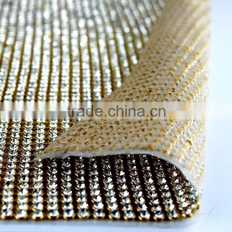 Whlesale Silver Aluminum Setting Hotfix Crystal Trimming 120*45cm Transfer Rhinestone Roll Mesh for DIY Decoration