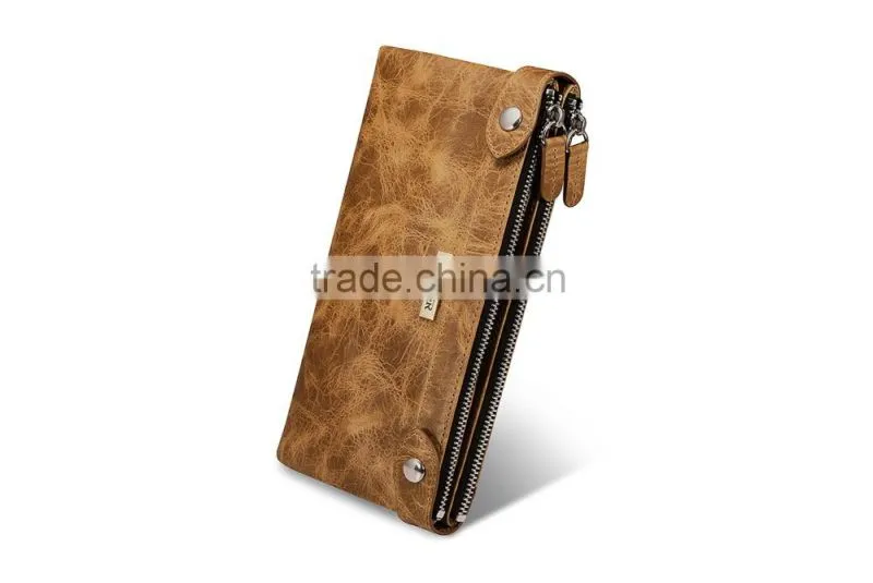 Icarer Luxury Classical zipper Real Leather Handbag Wallet with Card Slot MT-5592