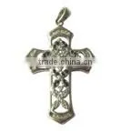 Heart shape Cross love Pendant 925 sterling Silver rhodium palted