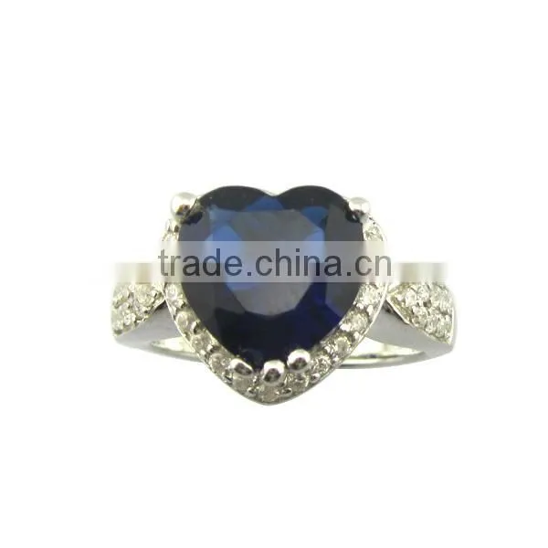 wedding engagement ring/sapphire sterling silver ring