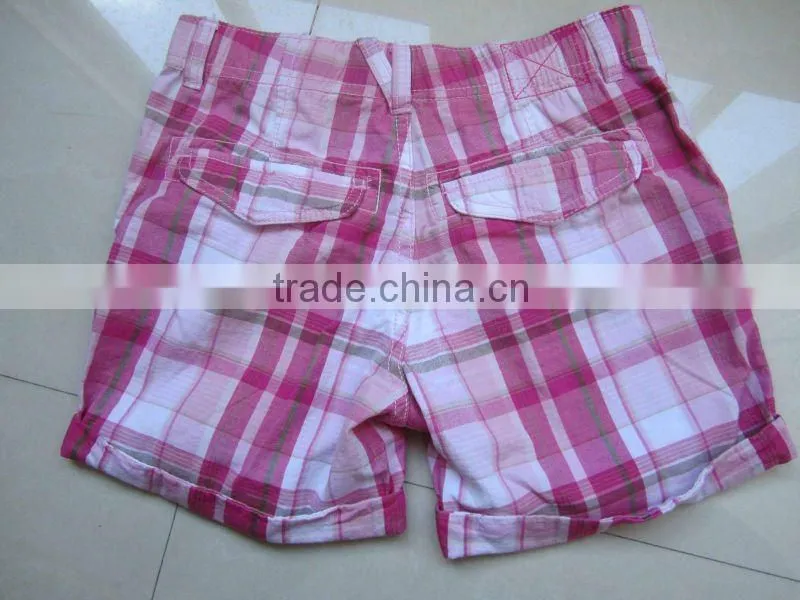 2012 new fashion ladies plaid casual soft cotton shorts