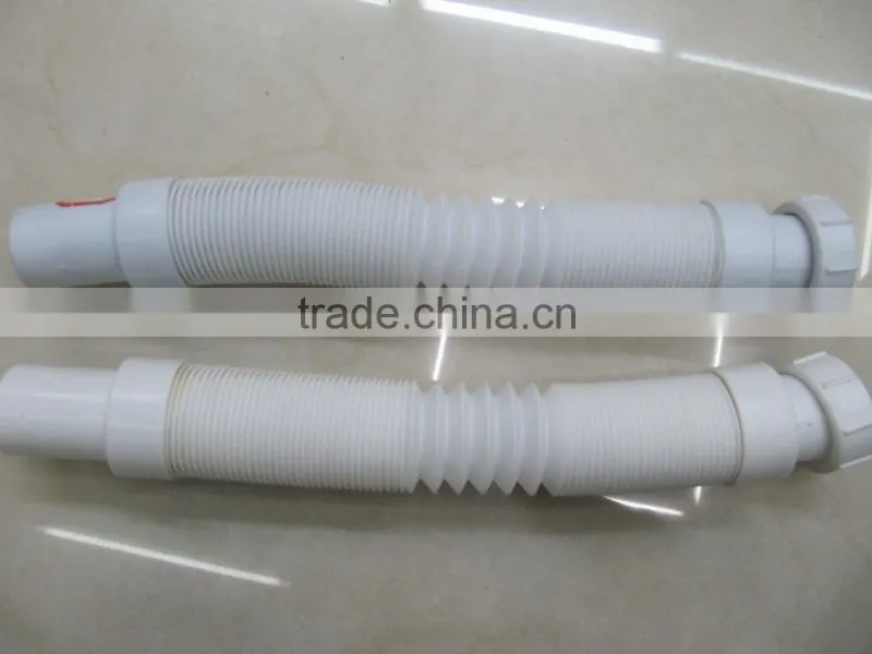 PP flexible basin waste hose/plastic sink drain hose with steel wire/pvc retractable hose for bathroom/chrome coated waste hose