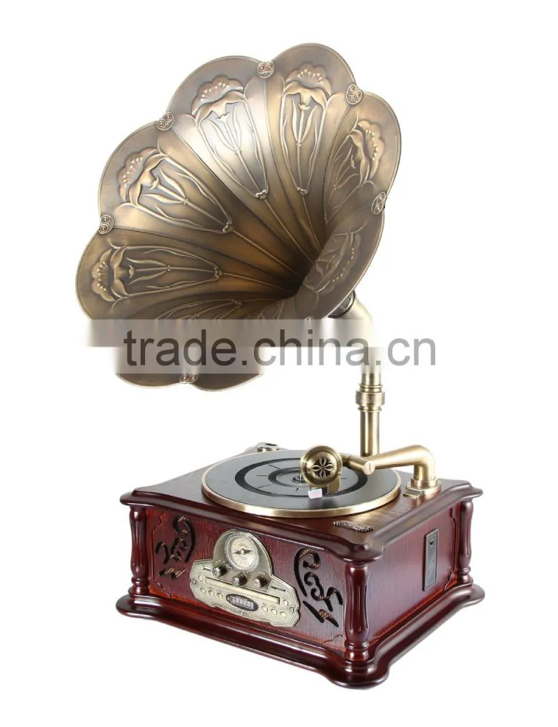 Archaize vinyl record player pure copper loudspeakers with wireless bluetooth retro phonograph record machine