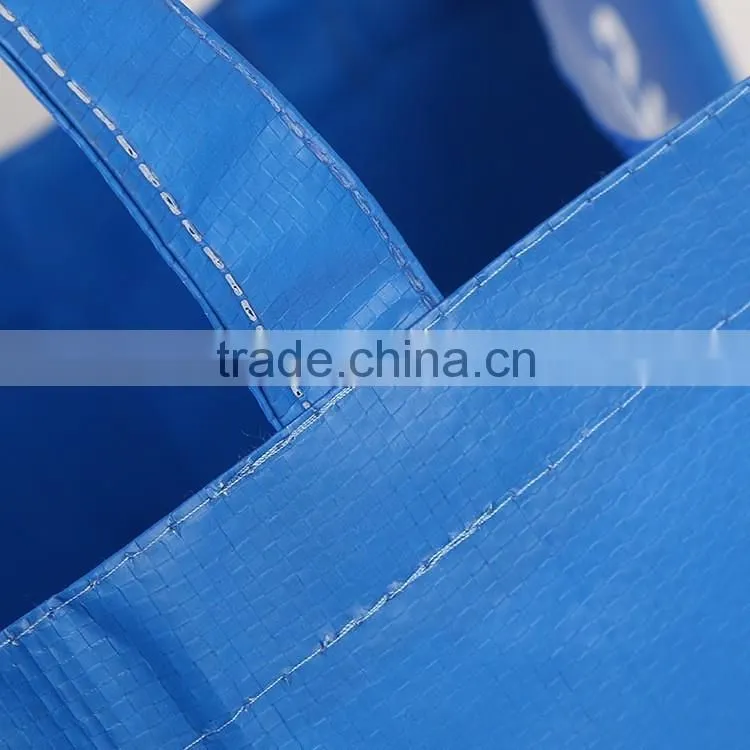 PP woven fabric with lamination shopping bag ,PP woven material handle ,with CMYK printing