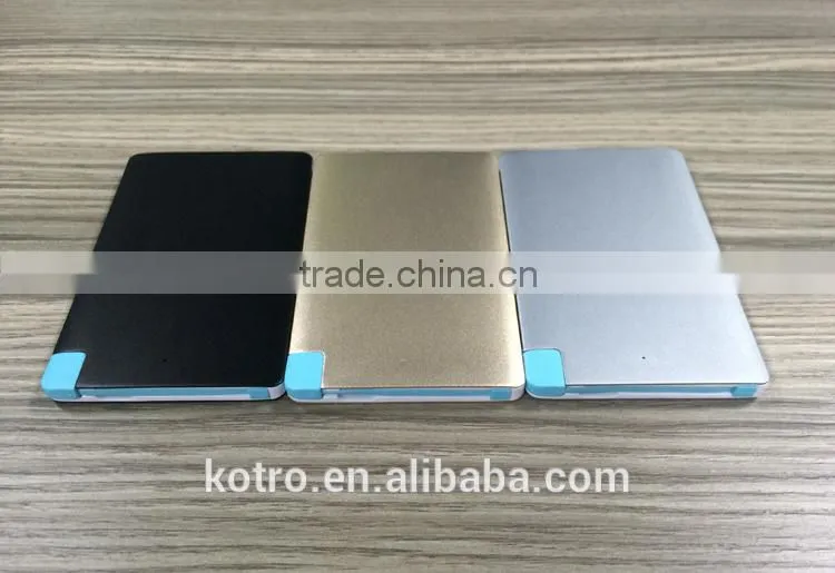 Promotional Gift Metal aluminum credit card power bank 2500mAh