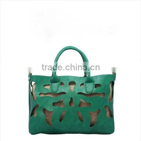 Carved senior cotton lun hollow out leather bag woman leather handbag made in china2014