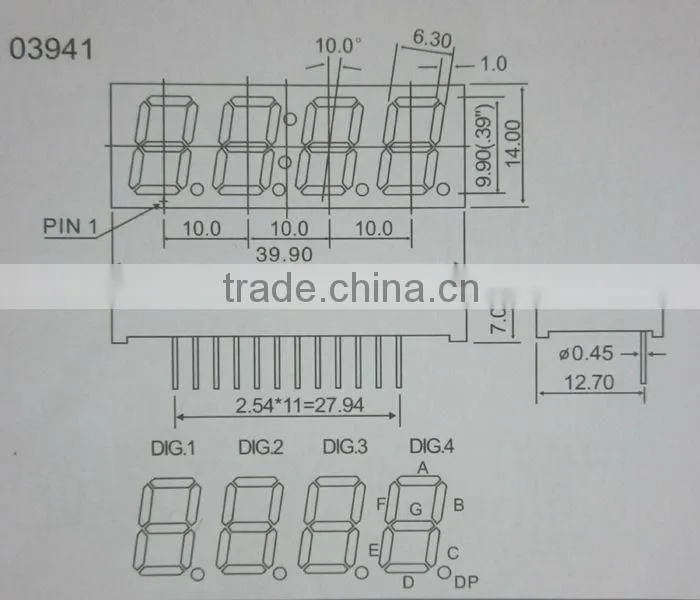7 segment led display 4 digit 0.28 inch led display with different color