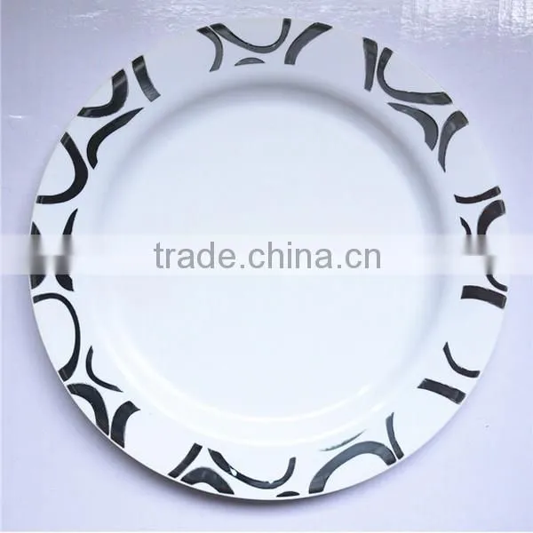 10 Pack -White with Silver Round Disposable Plastic Plate