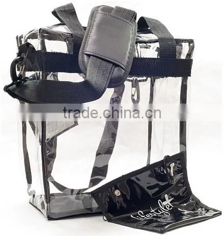 Fashionable transparent pvc tote bag with detachable privacy purse