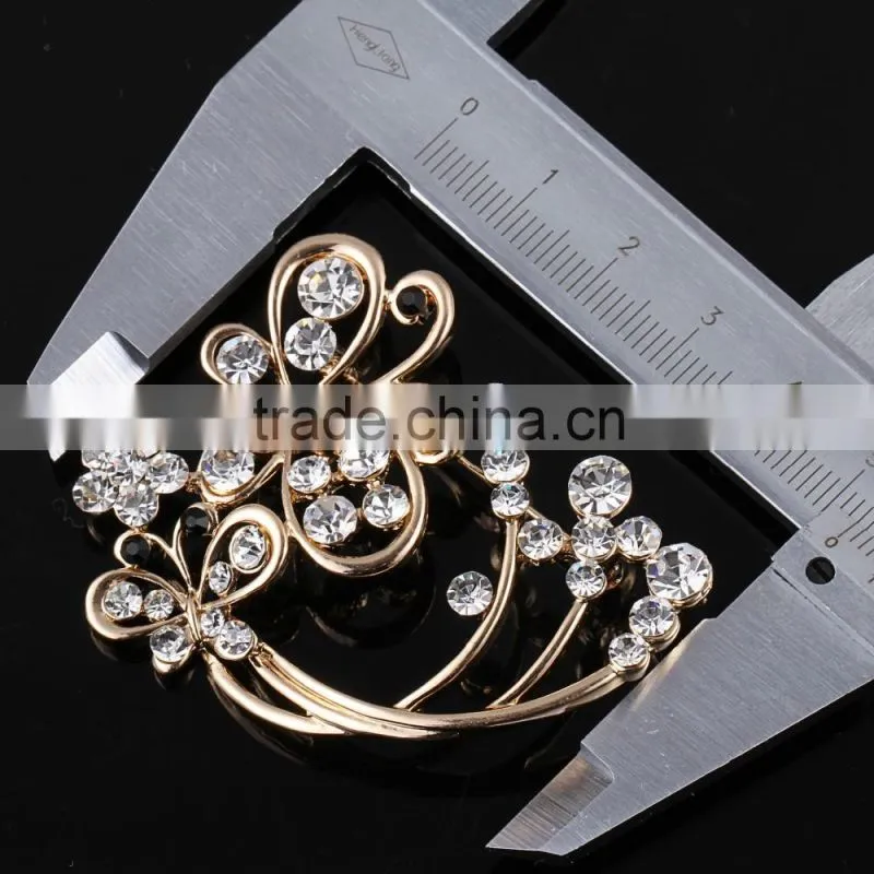 Hollow Flower Rhinestone Metal Brooch Pins,Magnetic Beaded Butterfly Metal Brooch