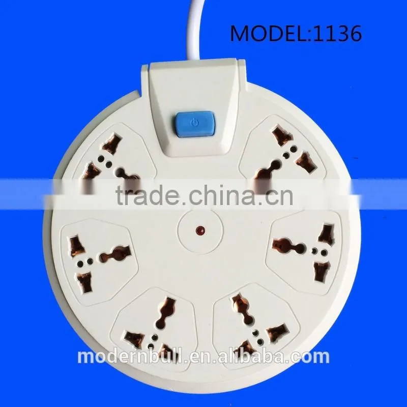 alibaba export 5way circle power strip outlet switched electric supply electrical multi socket extension cord