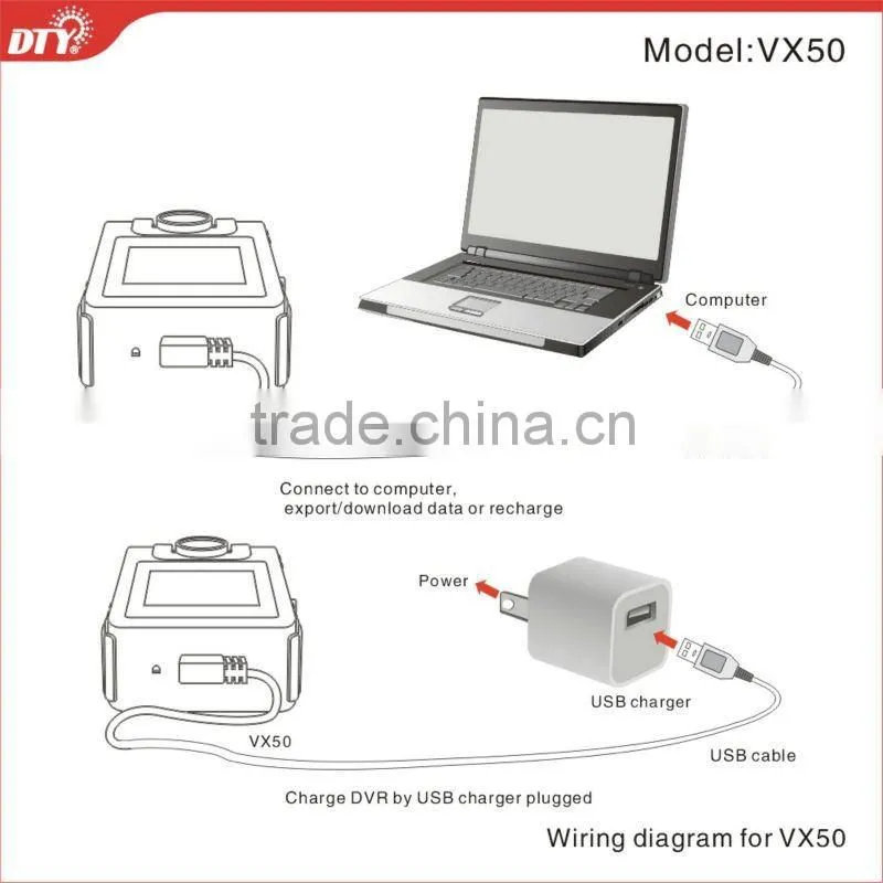 DTY VX50 portable dvr with screen ,wearable dvr Hot