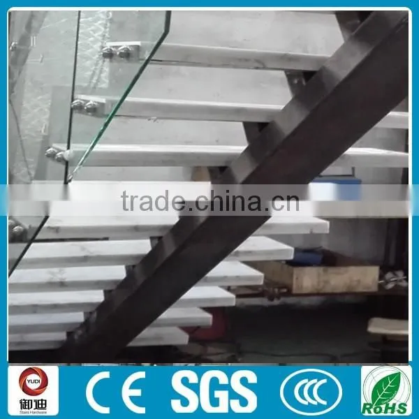 China Interior wrought iron stone prefabricated straight stairs --YUDI