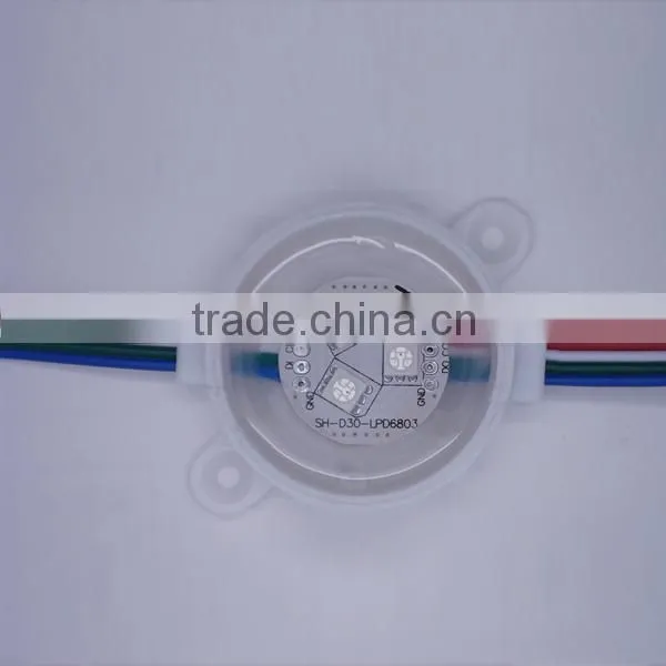 45mm ws2811,ws2801,USC1903,LPD6803,DMX512 led modules Milky case waterproof IP68 DC 12V Led pixel 3 pcs leds inside