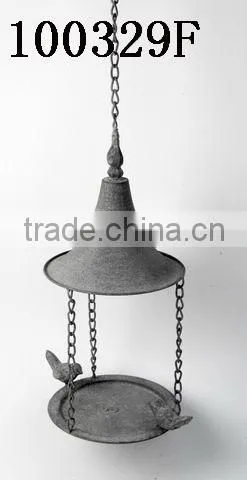 Vintage metal decorative birds bird feeder with canopy