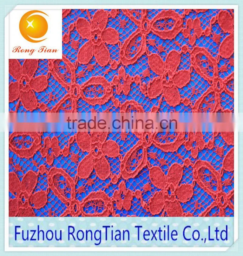 High quality hot red spandex lace fabric for underwear fabric