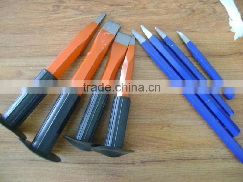 professional flat and sharp head hexagonal metal steel masonry tools cold stone mortising chisel