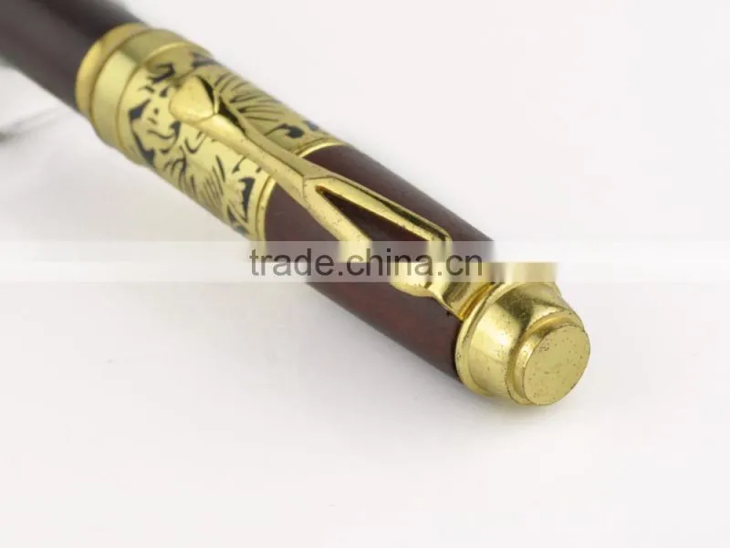 luxury wood ball pen with gold metal clip