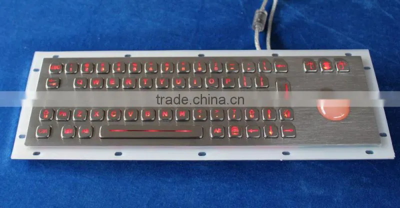 66 keys compact format vandal proof IP65 stainless steel industrial illuminated laptop keyboard