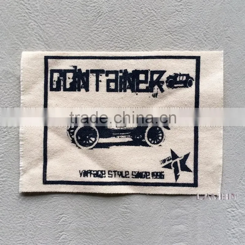 Canvas silk screen printed label neck label for garments
