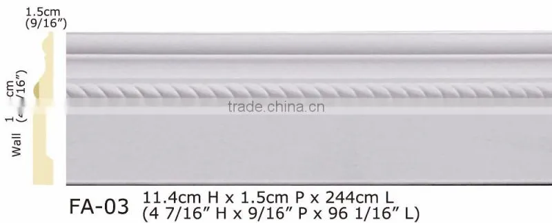 PU High Quality Good price beautiful decorative Polyurethane waterproof baseboard moldings