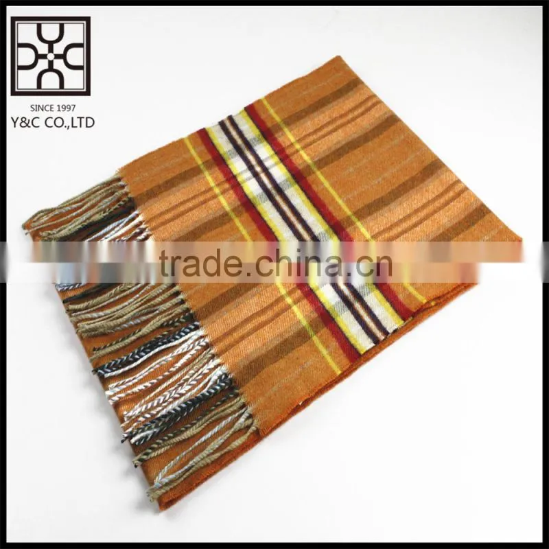 2015 New Design Checked Wool Scarf with Fringe