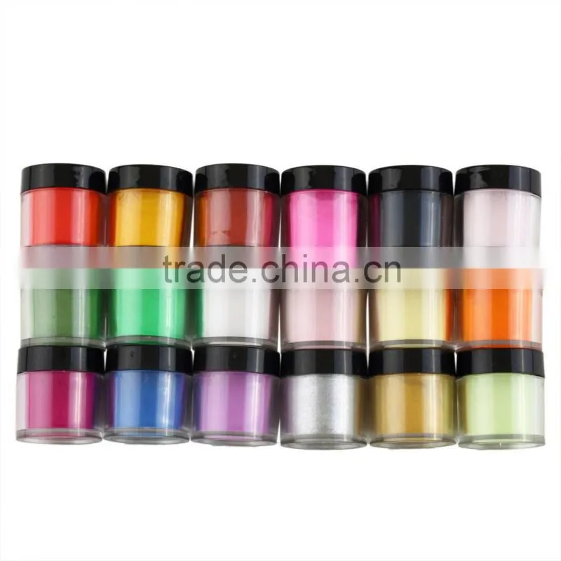18 PCS MIX Colors UV Acrylic Powder Nail Dust Tips Fine for Shiny Nail Art Kit