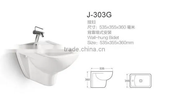 woman wallr mounted ceramics bidet with facuet