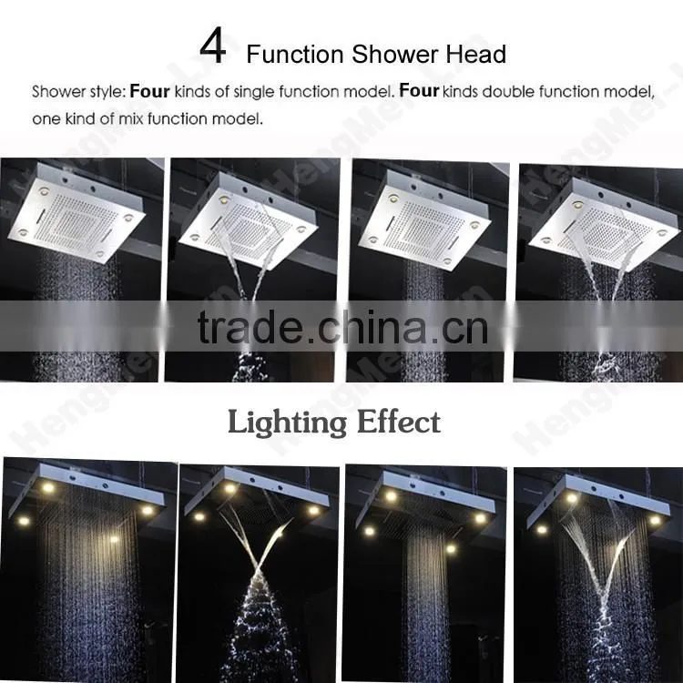 luxury bathroom accessories 5 in 1 multicolor remote control embed ceiling led rainfall waterfall shower set