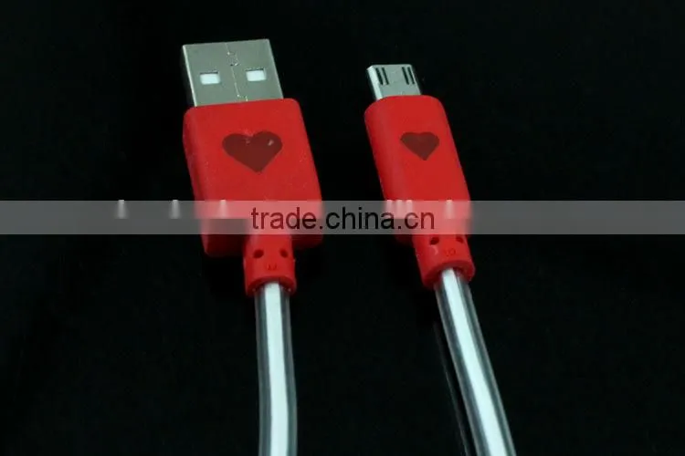 Crystal tube color usb cable