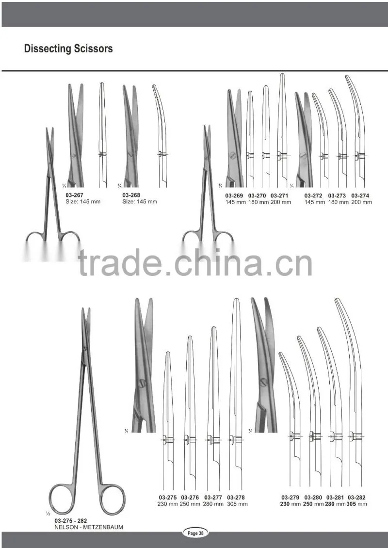 Surgical Operation Dissecting STILLE LEXER Mayo Scissors Instruments