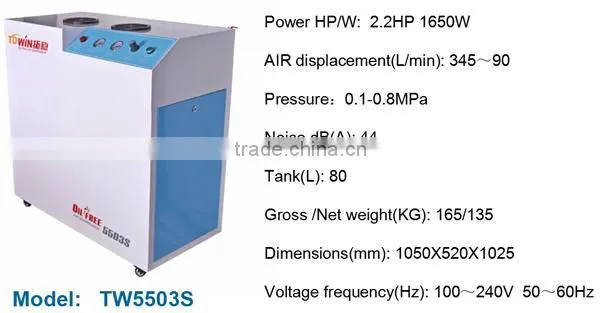 Powerful Oil Free Air Compressor with Air Dryer with silent cabinet