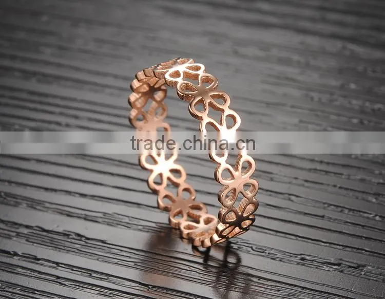 Hollow design IP Rose Gold Plating Class Ring