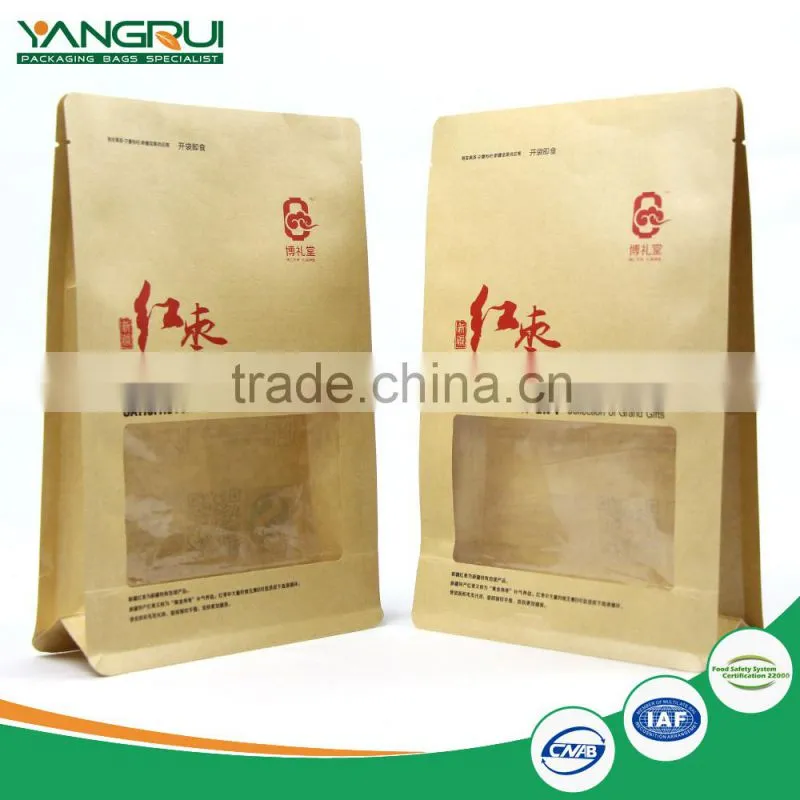 kraft paper stand up pouches square bottom bag with window