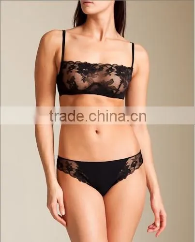 hot sexy unpadded nude ladies lace tube bra and panty set