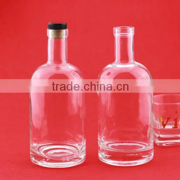 Bulk wholesale cheap cylindrical glass bottles frosted round bottles liquor bottles transparent