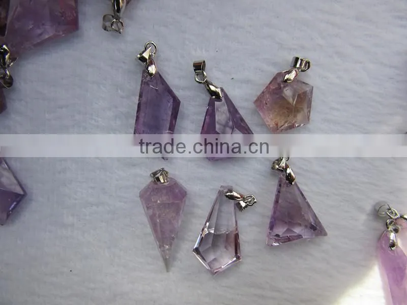 Wholesale amethyst crystal Pendant with stainless steel