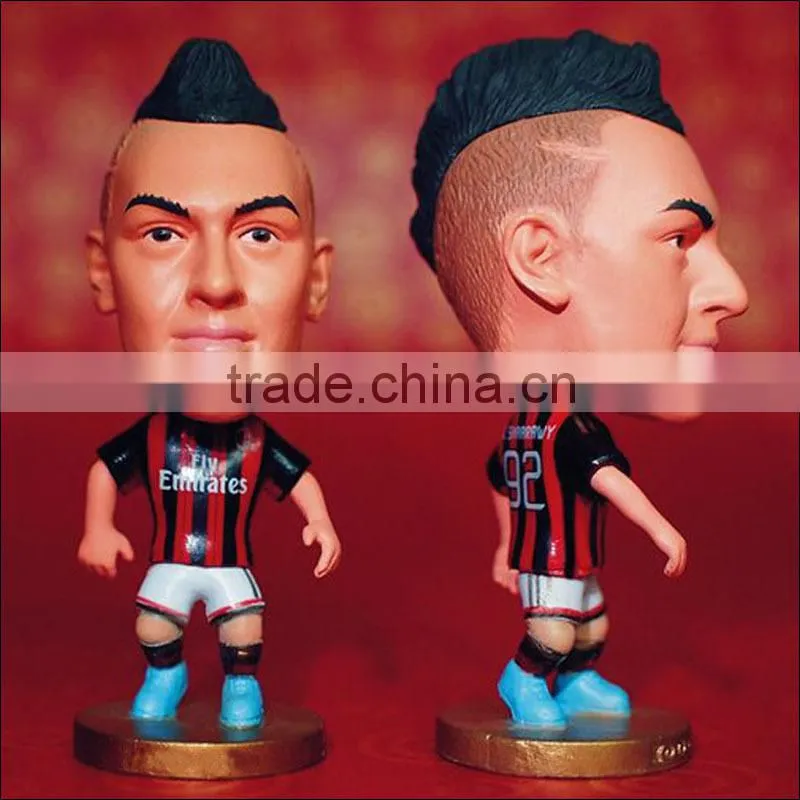 Custom 2014 New Product Football Soccer Star Doll Toy Action Figure AC Milan Balotelli Kaka Shaarawy Home Jersey Made In China
