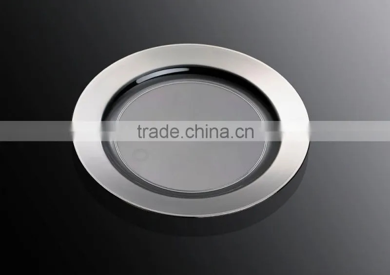6"Disposable Plate For Party,Plastic Round Dinner Plate with Silver Coated