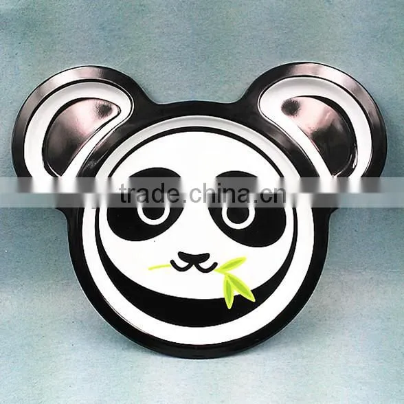 printed panda head shaped melamine plate