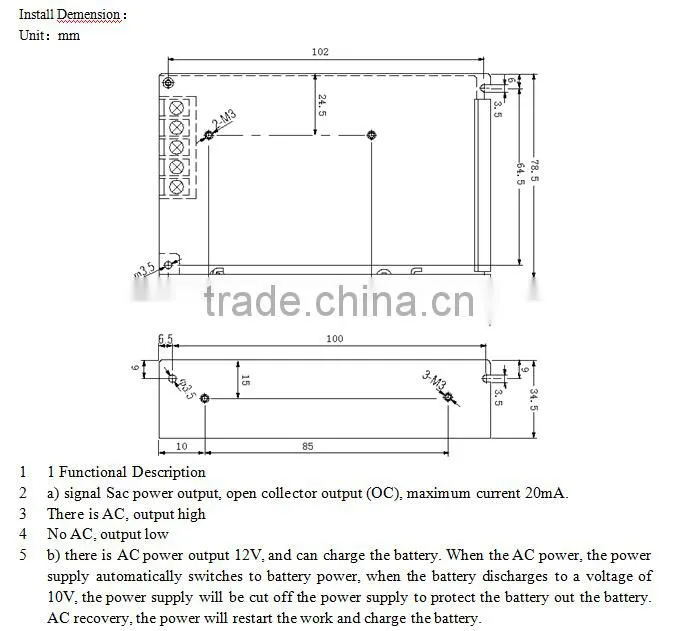 output 40w power supply with battery charge from china supplier