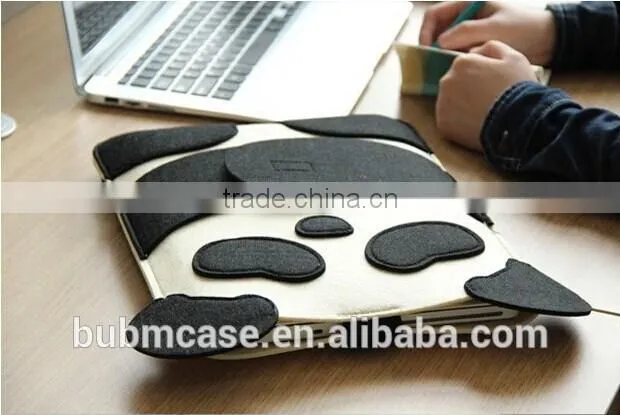 FASHION new arrive BUBM Black Color 9.7 inch Wool Felt Tablet Case Cute Cartoon Panda Bag