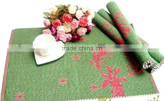Cotton fabric Jacquard tapestry christmas tree placemats ,ribbed placemat