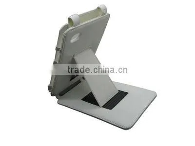 PU Leather Case with bracket For Samsung Tab P1000 stand function, white, Customers Logo, OEM