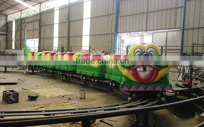 Kids games apple bug paradise amusement electric worm train rides mini roller coaster for sale