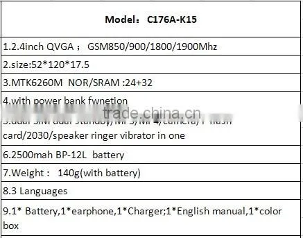 C176A-K15 Bar Cell Phones,Celular Phone,Feature Phone